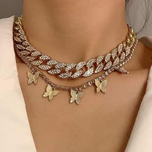 Women's Necklace butterfly chain bling gold chain